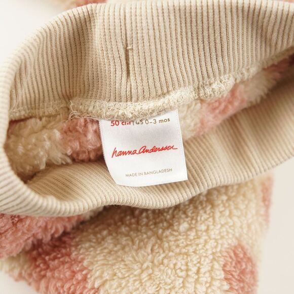 Hanna Andersson Cream and Pink Heart Fleece Pants - Picture 3 of 4